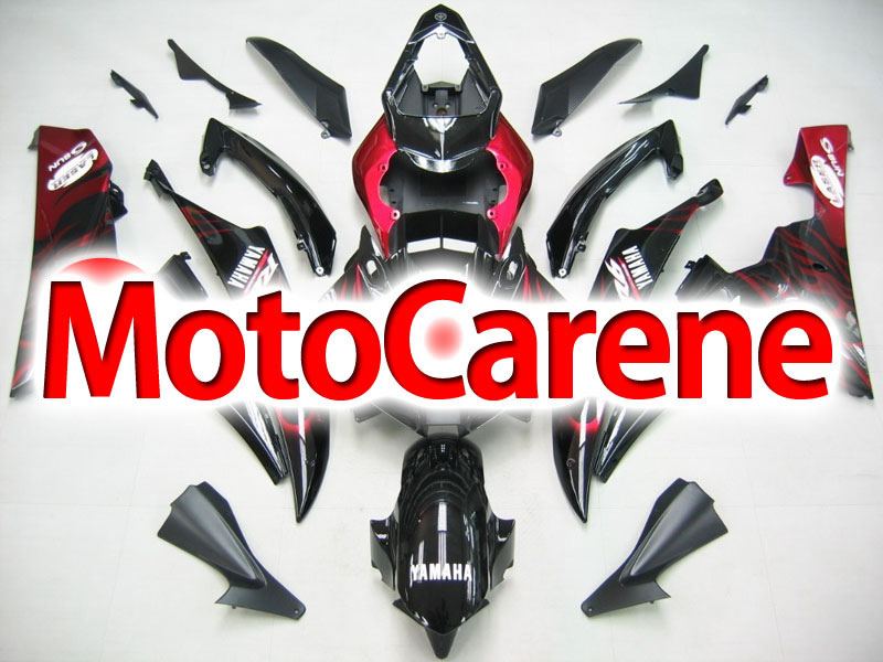 YAMAHA YZ-F R6 Carena ABS Anno 2006 2007 Kit Fairing Art 11 Nero Lucido Rosso