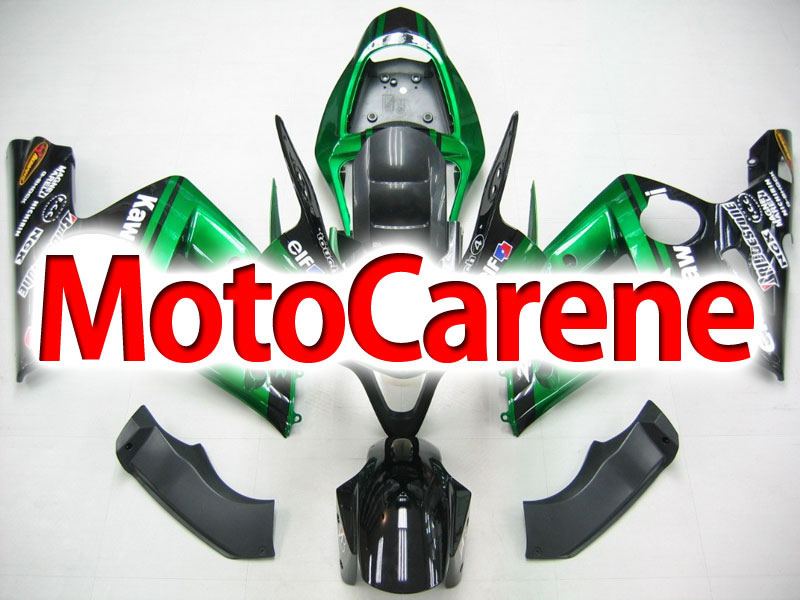 KAWASAKI ZX 6R Carena ABS Year 2003-2004 Kit Fairing Art 16 Nera Verde Superbike