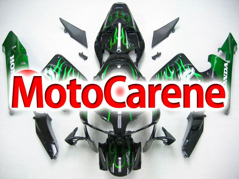 Honda CBR 600RR Fairing Kit Carena ABS Anno 2003 2004 ART.34 Nera Lucida Fiamme Verde