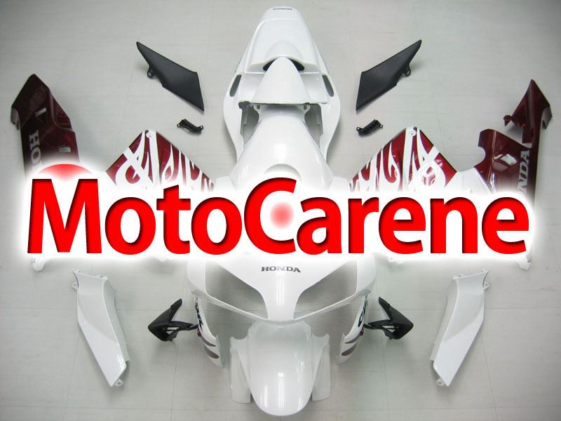 Honda CBR 600RR Fairing Kit Carena ABS Anno 03 04 Art. 77 bianca Fiamma Rossa